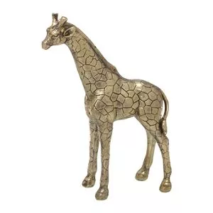 Escultura Decorativa Girafa<BR>- Dourada<BR>- 28,5x16x6cm