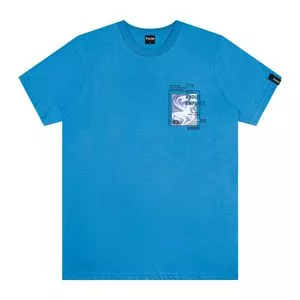 Camiseta Com Inscrições<BR>- Azul Escuro