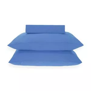 Jogo De Cama Simples Percal Soft King Size<BR>- Azul Escuro<BR>- 3Pçs<BR>- 300 Fios
