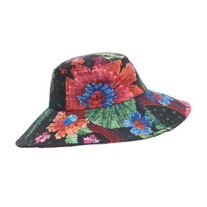 Chapéu Bucket Floral<BR>- Preto & Vermelho<BR>- Farm