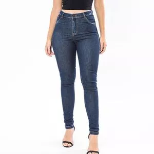 Calça Jeans Skinny<BR>- Azul Escuro