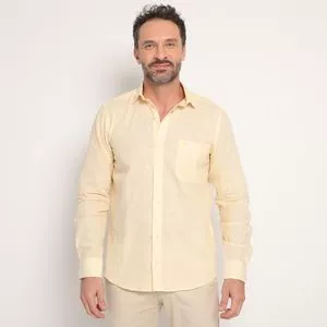 Camisa Classic Fit Em Linho<BR>- Amarela<BR>- Highstill