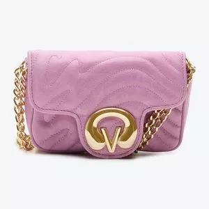 Bolsa Transversal Em Couro<BR>- Rosa