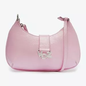 Bolsa De Ombro Em Couro<BR>- Rosa Claro