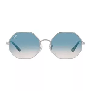 Óculos De Sol Octogonal<BR>- Prateado & Azul