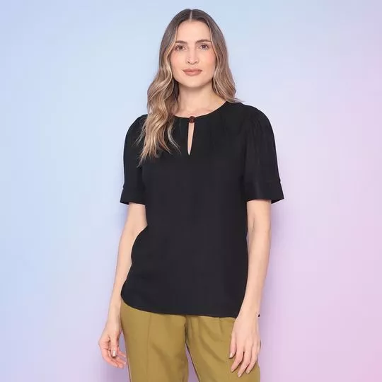 Blusa Com Franzidos- Preta