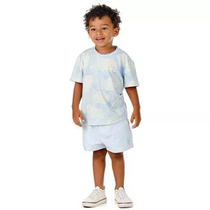 Conjunto De Camiseta Abacaxi & Short<BR>- Azul Claro & Off White<BR>- Oliver
