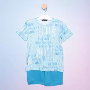 Conjunto De Camiseta Pranchas & Bermuda<BR>- Azul Claro & Azul<BR>- Oliver