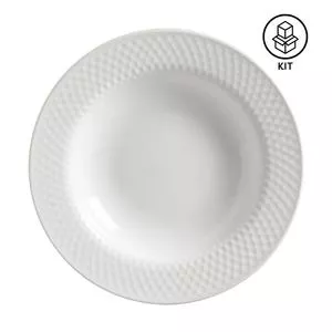 Jogo De Pratos Fundos Split White<BR>- Branco<BR>- 6Pçs<BR>- Alleanza Ceramica
