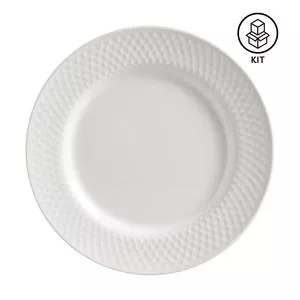 Jogo De Pratos Para Sobremesa Split White<BR>- Branco<BR>- 6Pçs<BR>- Alleanza Ceramica
