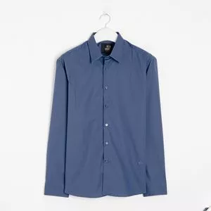 Camisa Lisa<BR>- Azul Marinho