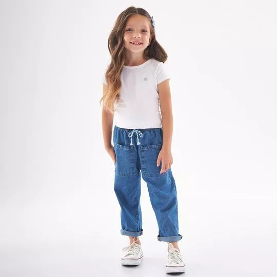 Calça Jeans Com Bolsos- Azul- Up Baby & Up Kids