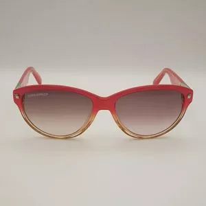 Óculos De Sol Arredondado<BR>- Vermelho & Laranja Claro
