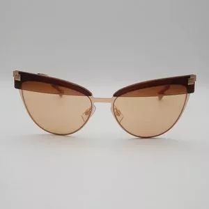 Óculos De Sol Gatinho<BR>- Dourado & Marrom