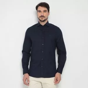 Camisa Slim Fit Com Recortes<BR>- Azul Marinho<BR>- Enrico Rossi