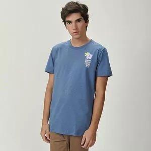 Camiseta Com Inscrições<BR>- Azul & Branca