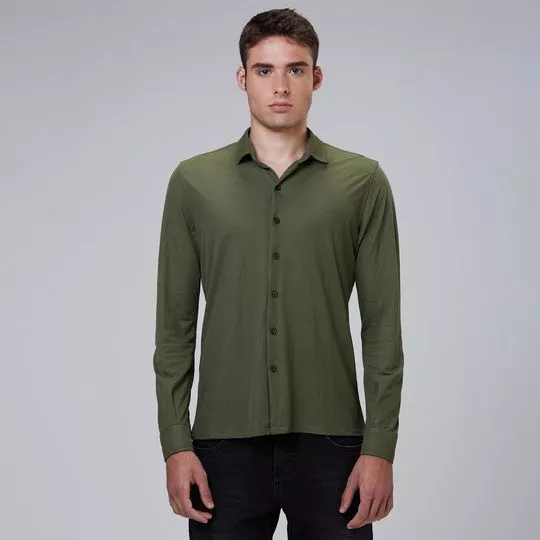 Camisa Em Piquê- Verde Militar