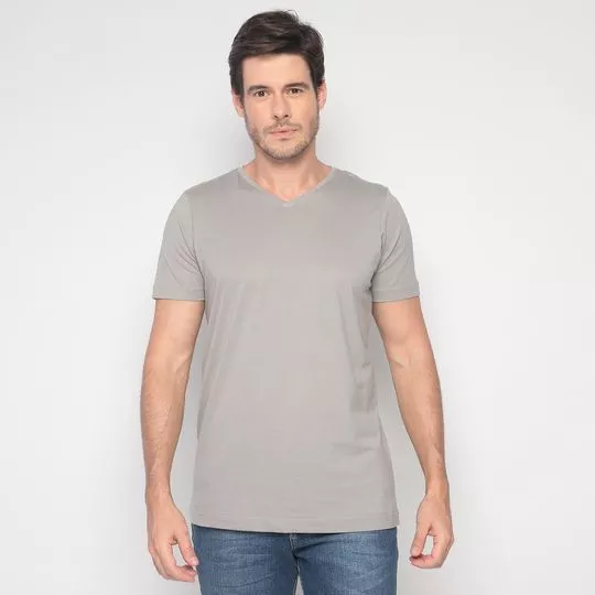 Camiseta Em Algodão Pima- Cinza