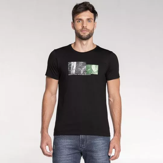 Camiseta Abstrata- Preta & Verde