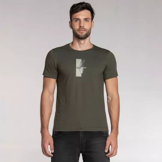 Camiseta Eco Sensory- Verde Militar & Off White
