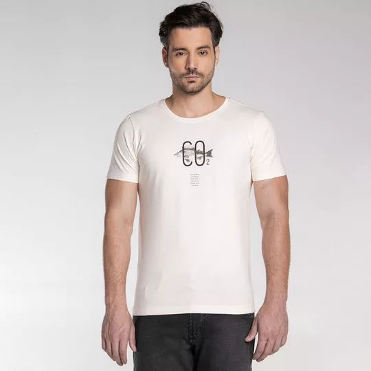 Camiseta Com Inscrições- Off White & Preta