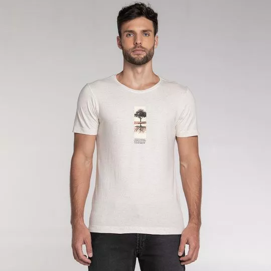 Camiseta Com Linho- Off White & Preta