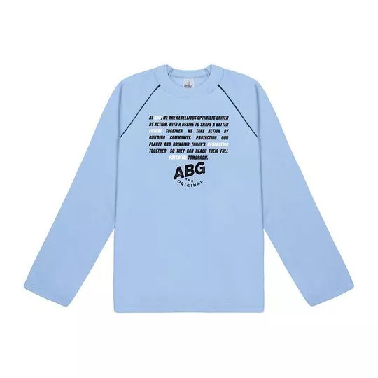Camiseta Com Inscrições- Azul Claro & Preta
