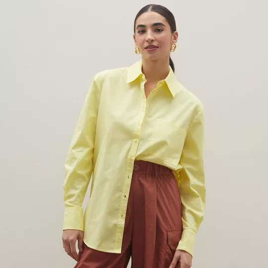 Camisa Com Bolso- Amarela