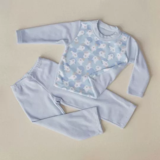 Pijama Foquinhas- Azul Claro & Branco