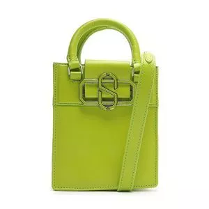Bolsa De Mão Em couro<BR>- Verde Limão