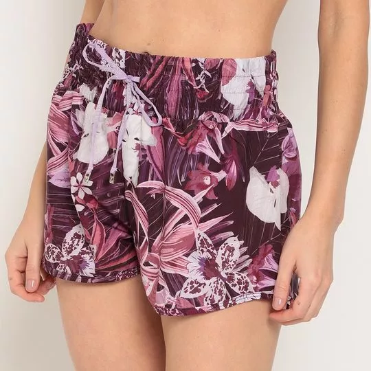 Short Floral- Roxo & Off White