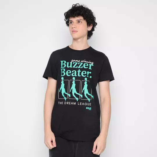 Camiseta Buzzer Beater- Preta & Verde Água