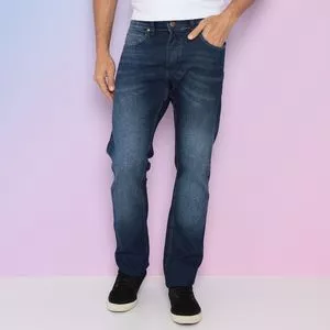 Calça Jeans Reta Estonada<BR>- Azul