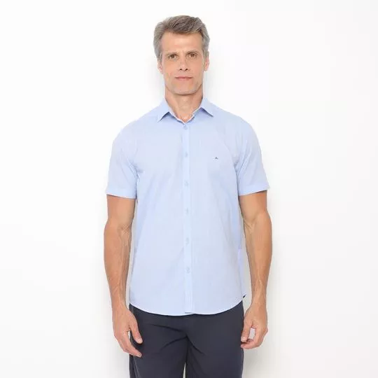 Camisa Regular Fit Listrada- Azul Claro