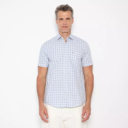 Camisa Regular Fit Xadrez- Azul Claro & Off White