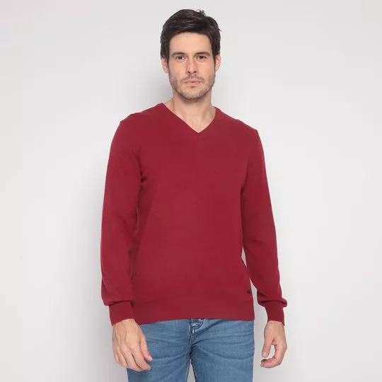 Suéter Em Lã- Vermelho Escuro