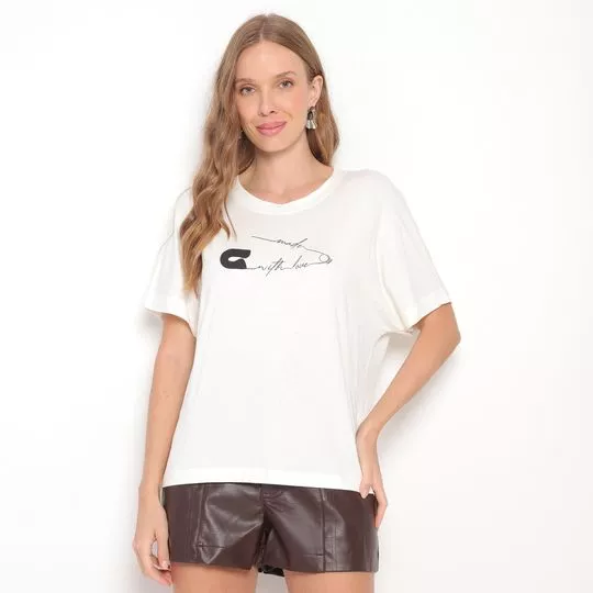 Camiseta Made With Love- Off White & Preta- Morena Rosa