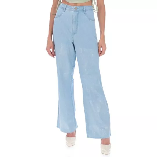 Calça Jeans Flare Com Bolsos- Azul Claro- Zinco