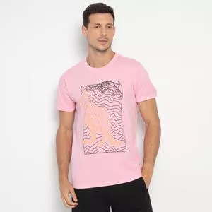 Camiseta Estonada<BR>- Rosa Claro & Preta