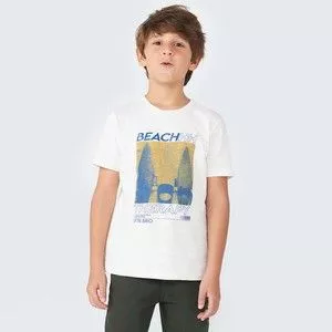 Camiseta Praia<BR>- Branca & Amarela