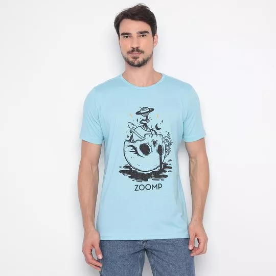 Camiseta Caveira- Azul Claro & Preta