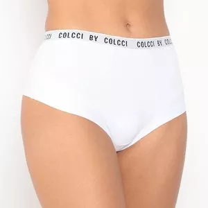 Calcinha Caleçon Com Recortes<BR>- Branca & Preta<BR>- Colcci Underwear