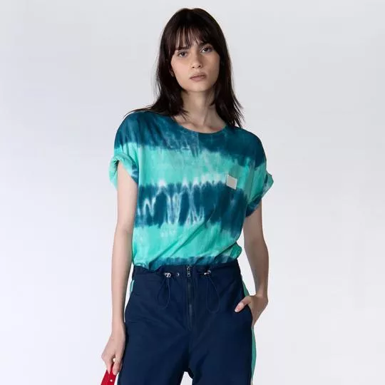 Camiseta Tie Dye- Azul Marinho & Verde Água- Schutz