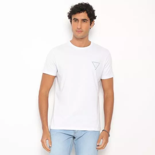 Camiseta Interrogação- Branca & Azul Claro-  Guess