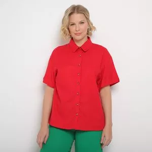 Camisa Com Linho<BR>- Vermelha