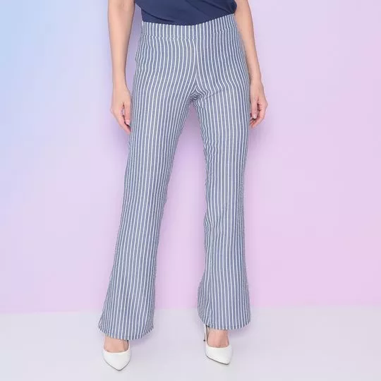 Calça Pantalona Listrada- Azul & Branca