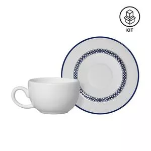 Jogo De Xícaras Para Café Capri<BR>- Branco & Azul Marinho<BR>- 6Pçs<BR>- 85ml<BR>- Alleanza Ceramica