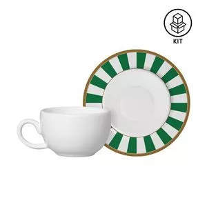 Jogo De Xícaras Para Café Stripe<BR>- Branco<BR>- 6Pçs<BR>- 85ml<BR>- Alleanza Ceramica
