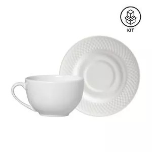 Jogo De Xícaras Para Chá Split White<BR>- Branco<BR>- 6Pçs<BR>- 250ml<BR>- Alleanza Ceramica