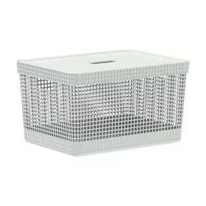 Cesto Grid<BR>- Branco<BR>- 22,2x38x28cm<BR>- 20L<BR>- Ou